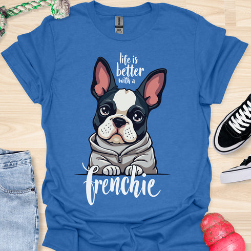 Life is better with a frenchie - V4 - Modern Portrait T-Shirt